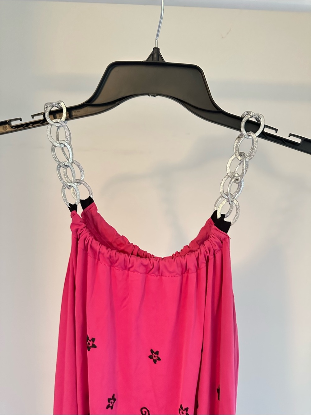 Hot Pink and Black Chain Strap Sundress - Picture 2 of 5